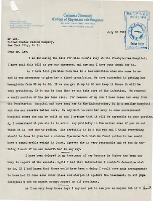 Letters Received to Mr. Lee [C.B. Lee], July 30, 1926