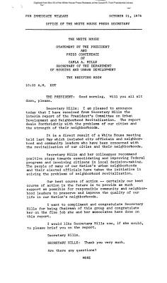 Statement by the President and Press Conference of Carla A. Hills [Ford Speech or Statement]