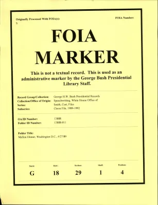 Mellon Dinner, Washington, DC 4/27/89 [OA 8130]
