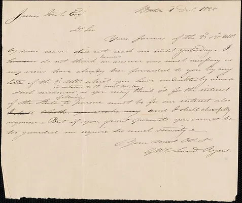 George Coffin to James Irish, 1 December 1825