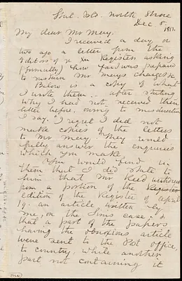Letter from John Parkman, Staten Island, [N.Y.], to Samuel Joseph May, Dec. 8, 1851