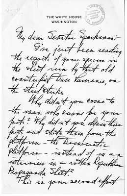 Longhand Note of President Harry S. Truman