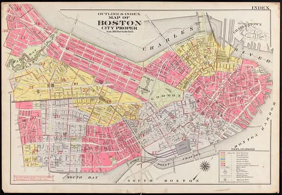 Outline & index map of Boston city proper
