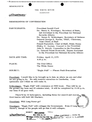 April 11, 1975 - Ford, Kissinger, General Brown, Rumsfeld, Buchen, Marsh