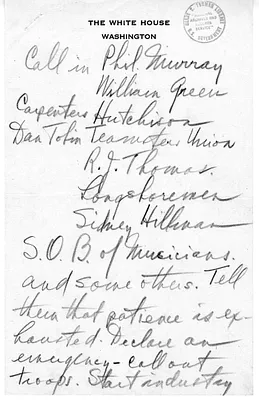Longhand Note of President Harry S. Truman