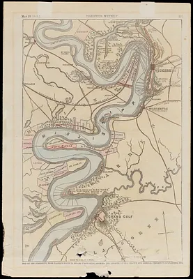 Map of the Mississippi, from Haine's Bluff to below Grand Gulf, showing the theatre of Gen. Grant's and Admiral Farragut's operations, etc.
