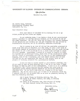 Letter from Wilbur Schramm to Gordon Gray