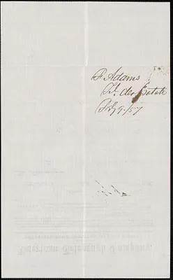 Franklin Adams to W. A. Harrington, 9 February 1857