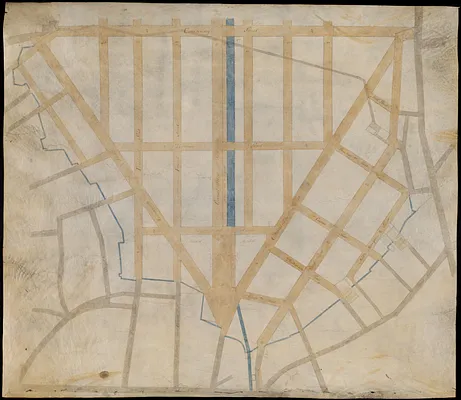 Manuscript plan of the Bulfinch Triangle, Boston, MA