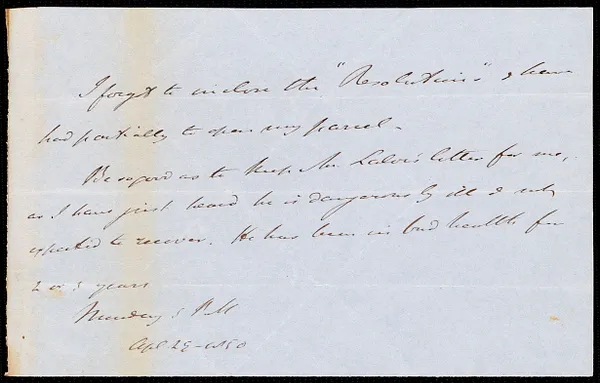 Letter from John Bishop Estlin, to Samuel May, April 29, 1850