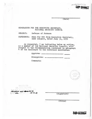 Memorandum for the Executive Secretary, National Security Council