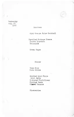 White House Luncheon and Dinner Menu