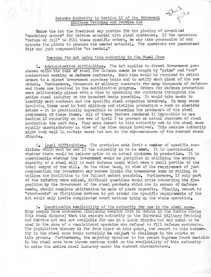 Memorandum, Seizure Authority in Section 18 of the Universal Military Training and Service Act