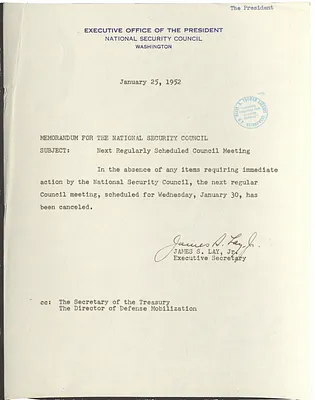 Memorandum from James S. Lay, Jr. to the National Security Council