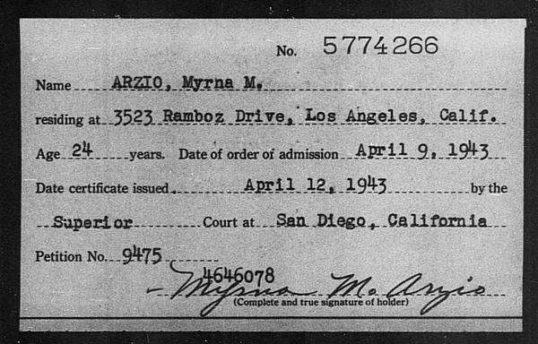Arzio, Myrna M. - 1943