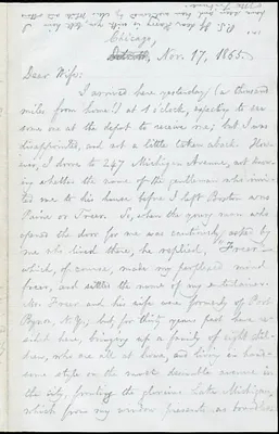 Letter from William Lloyd Garrison, Chicago, to Helen Eliza Garrison, Nov. 17, 1865