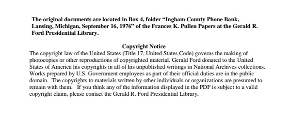 1976/09/16 - Ingham County Phone Bank, Lansing, Michigan