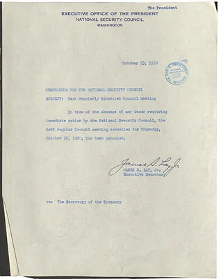 Memorandum from James S. Lay, Jr. to the National Security Council