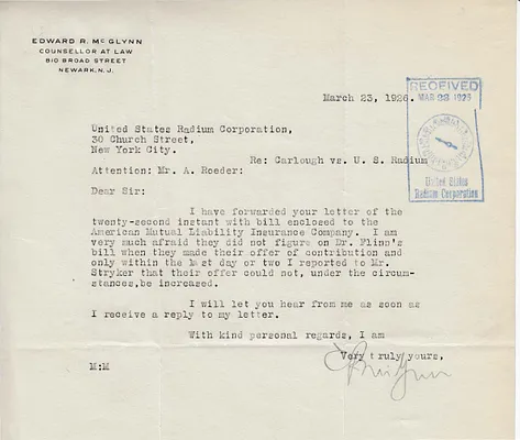 Letters Received to A. Roeder, March 23, 1926