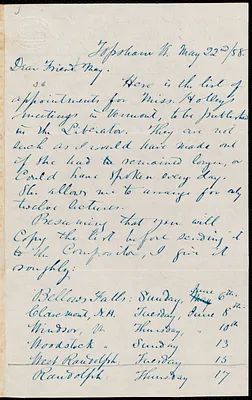 Letter from Nathan Robinson Johnston, Topsham, Vt., to William Lloyd Garrison, May 22nd / [18]58
