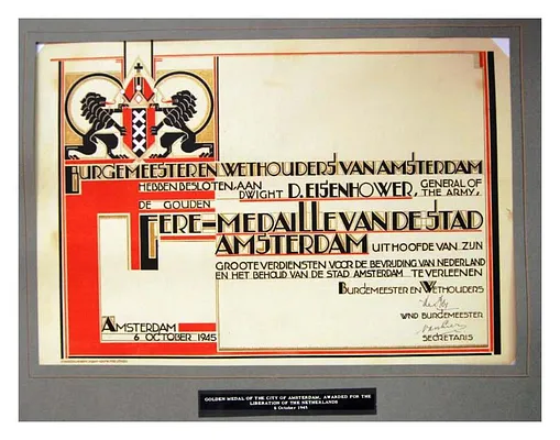 Golden Medal of the City of Amsterdam, Awarded for the Liberation of the Netherlands