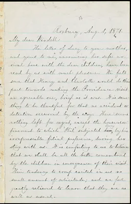 Letter from William Lloyd Garrison, Roxbury, [Mass.], to Wendell Phillips Garrison, Aug. 1, 1871