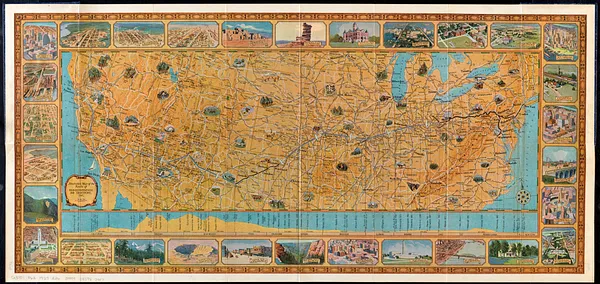 Illustrated map of the route of Transcontinental Air Transport, Inc.