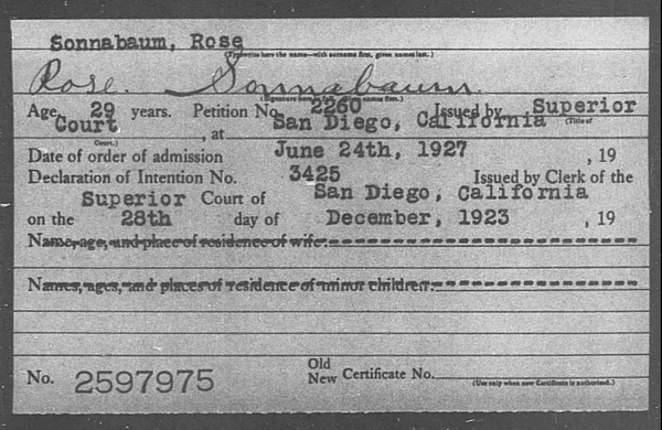 Sonnabaum, Rose - 1927