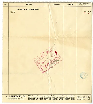 Bill from A. J. Bundschu, Inc.