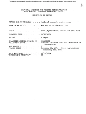 November 26, 1974 - Ford, Agriculture Secretary Earl Butz