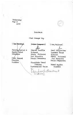 White House Luncheon Menu
