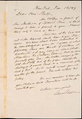 Letter from Lewis Tappan, New York, to Amos Augustus Phelps, 1847 January 16