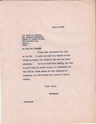 Letters Sent to Cecil K. Drinker, June 1, 1925