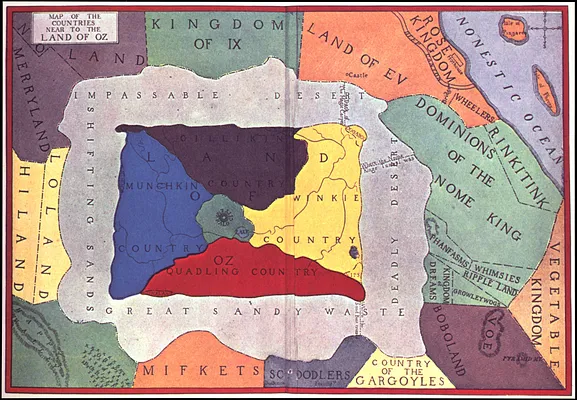 Map of the countries near to the land of Oz