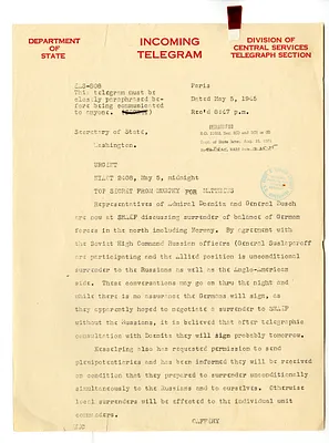 Telegram from Jefferson Caffery to Secrertary of State Edward Stettinius