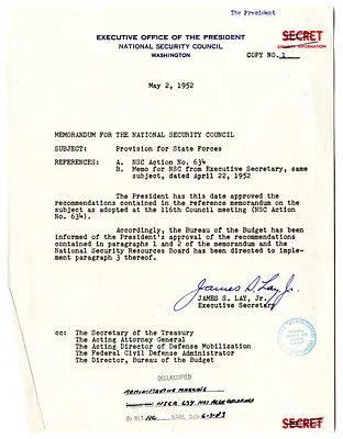 Memorandum from James S. Lay, Jr. to the National Security Council