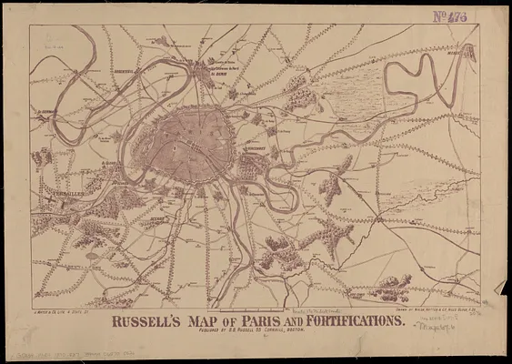 Russell's map of Paris and fortifications