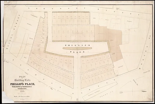 Plan of building lots on Phillips Place, Tremont & Somerset Streets