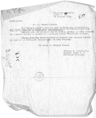 Memorandum to All Organizations from Captain William D. Lawson, Jr.