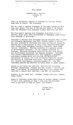 Pool Report, Air Force One from Andrews AFB to Detroit