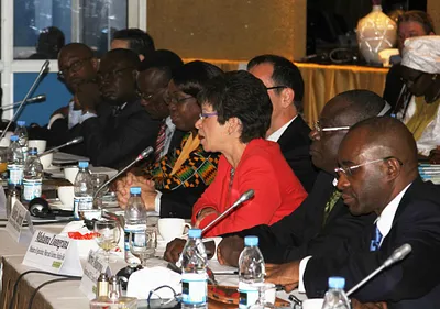 Valerie Jarrett at a panel for the Feed the Future Roundtable in Senegal
