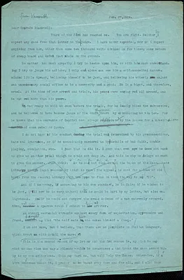 Bartolomeo Vanzetti typed letter (copy) Alice Stone Blackwell, [Charlestown], 27 February 1924