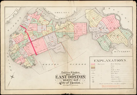 Outline & index map of East Boston, wards 1 & 2, city of Boston