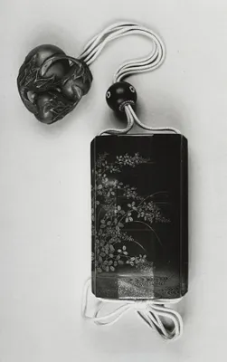 Inro with Badger Gazing at the Autumn Moon, with Netsuke