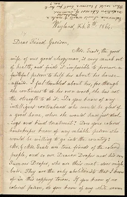 Letter from Lydia Maria Child, Wayland, to William Lloyd Garrison, Feb. 8 'th, 1864