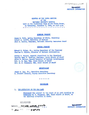 Minutes of the One Hundred and Eighth Meeting of the National Security Council