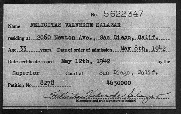 Felicitas, Valverde Salazar - 1942