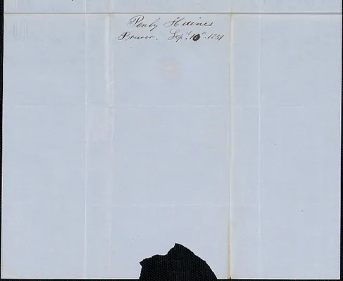Penly Haines to Samuel Warner, 10 September 1851