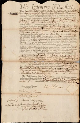 Elizabeth Bumstead indentured to apprentice with John Williams of Sommers, 15 January 1752