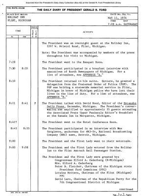 President Gerald R. Ford's Daily Diary, May 15, 1976
